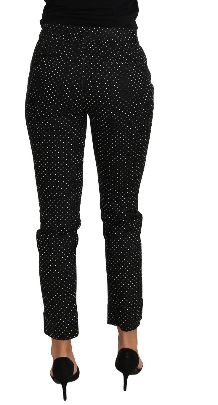 Black pants with white polka dots