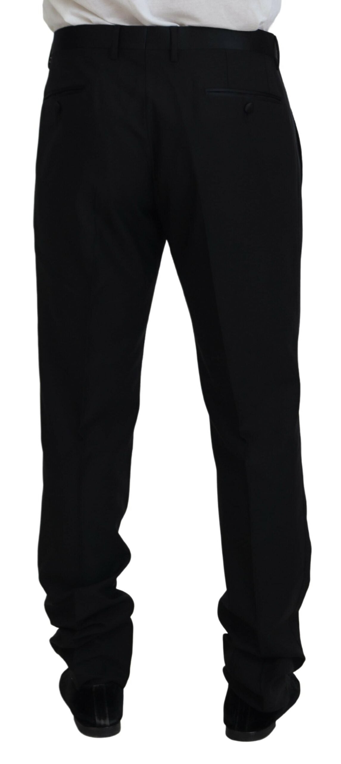 A pair of black wool silk trousers by Dolce & Gabbana