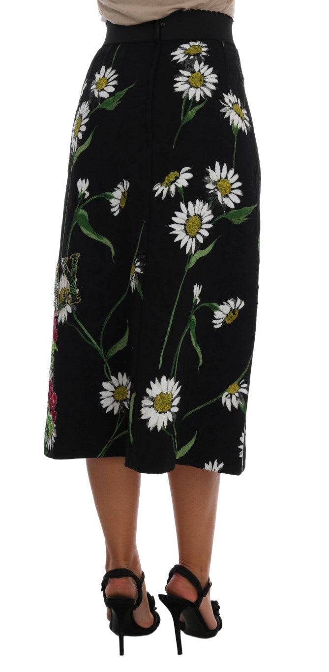 Black skirt with white daisy pattern