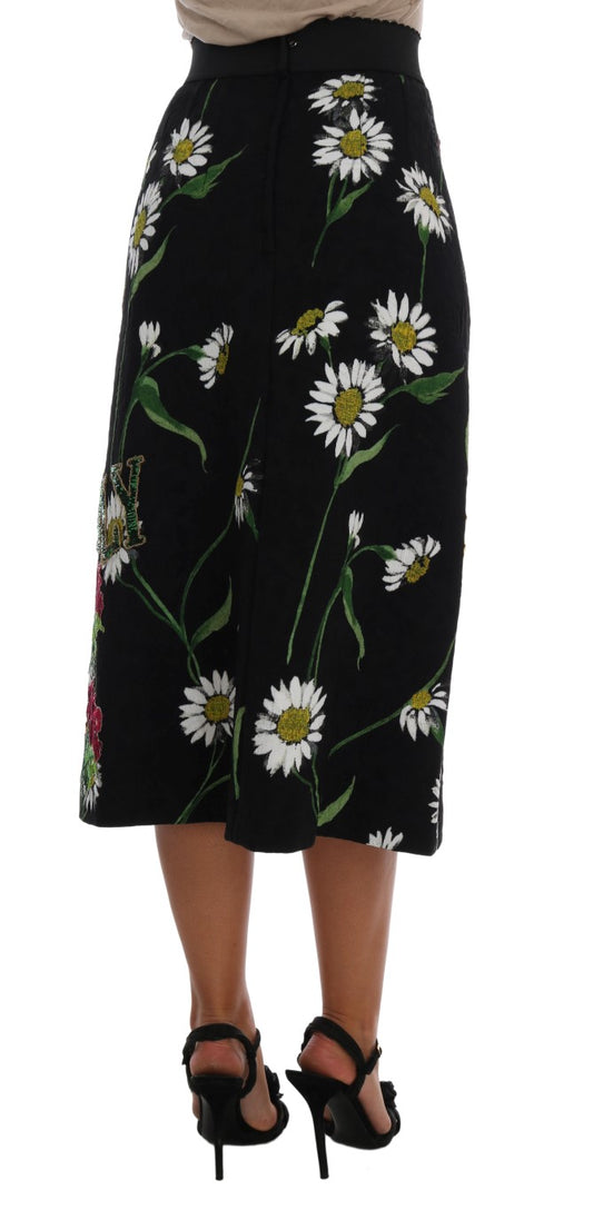 Black skirt with white daisy pattern