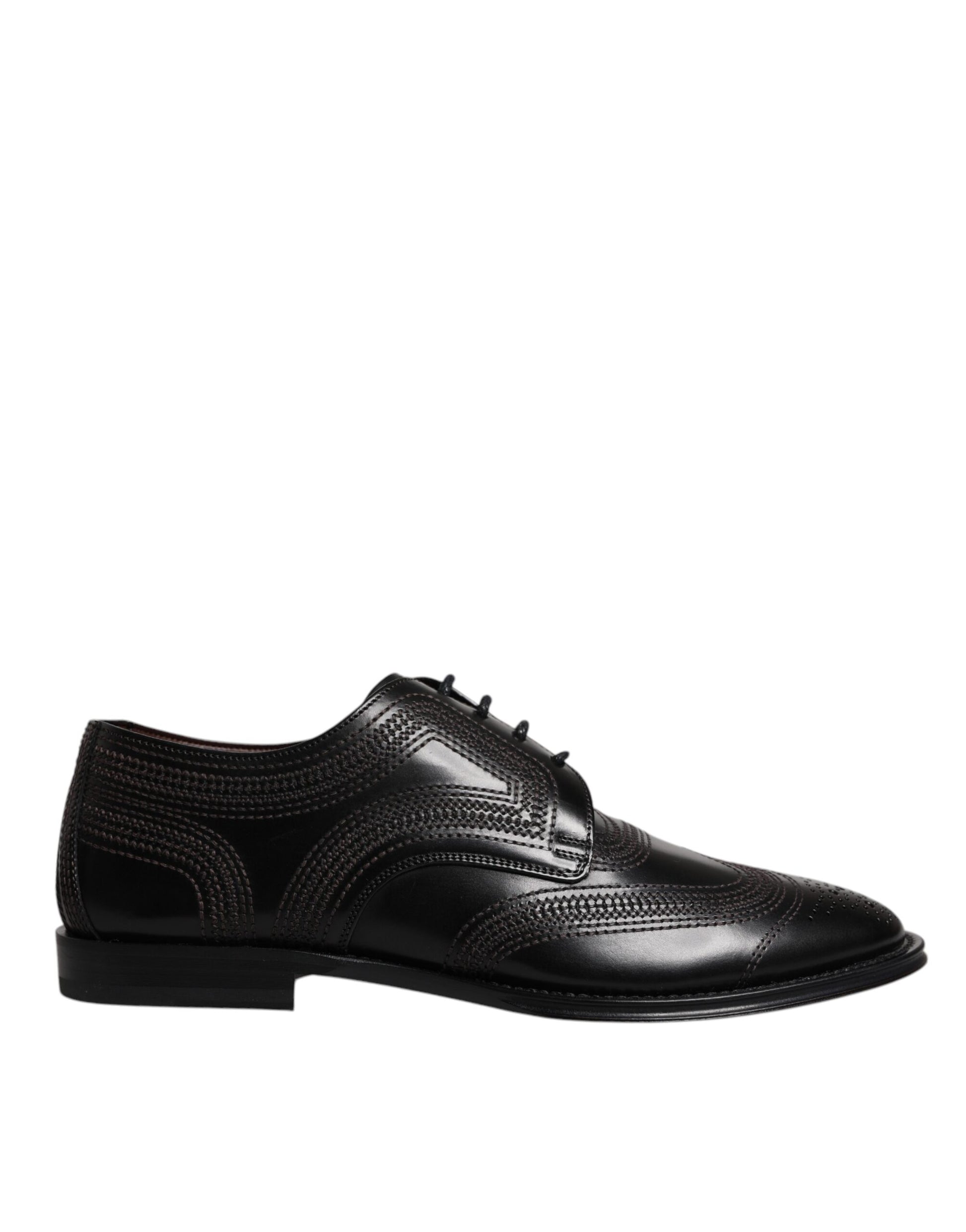 A pair of black embroidered leather dress shoes by Dolce & Gabbana