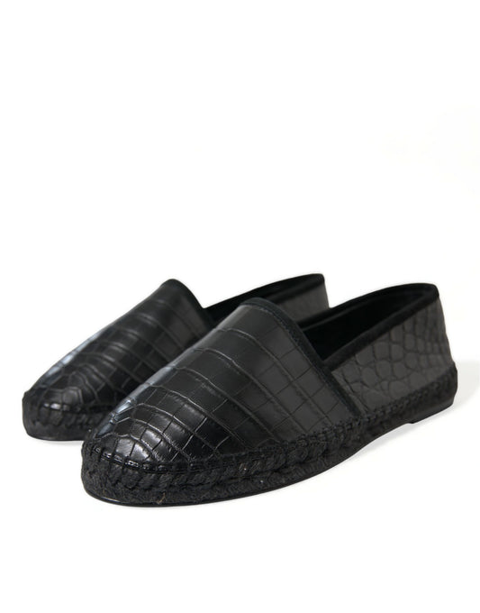 Pair of black loafers with a quilted texture
