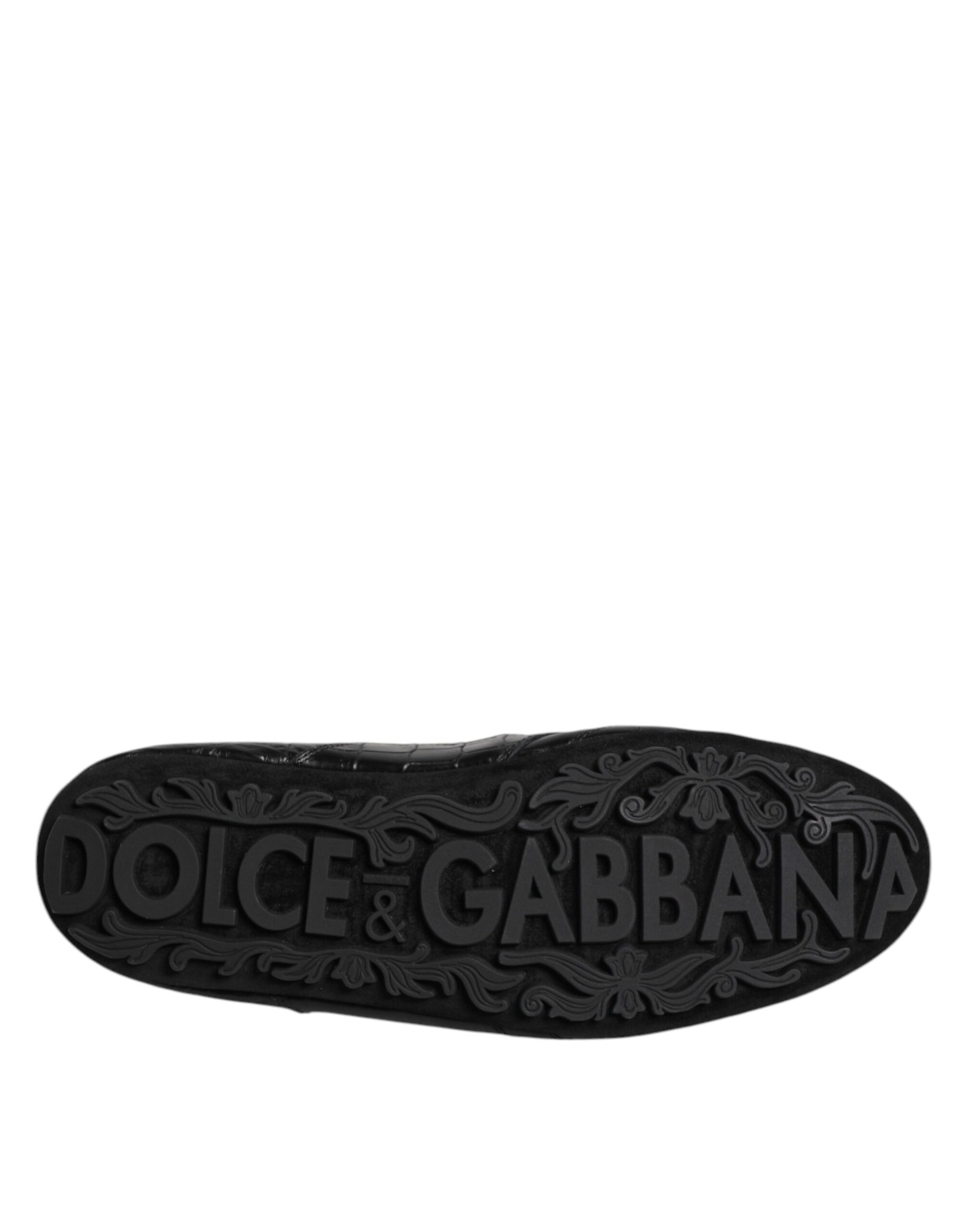 A pair of black exotic leather low top sneakers from Dolce & Gabbana
