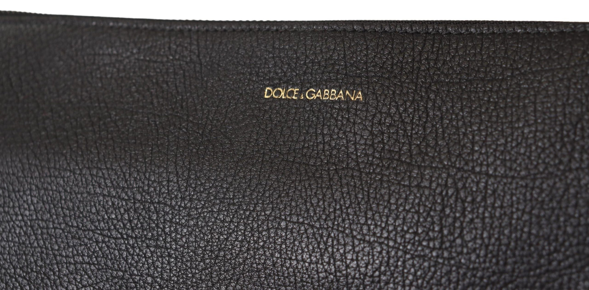 Black leather wallet with gold branding