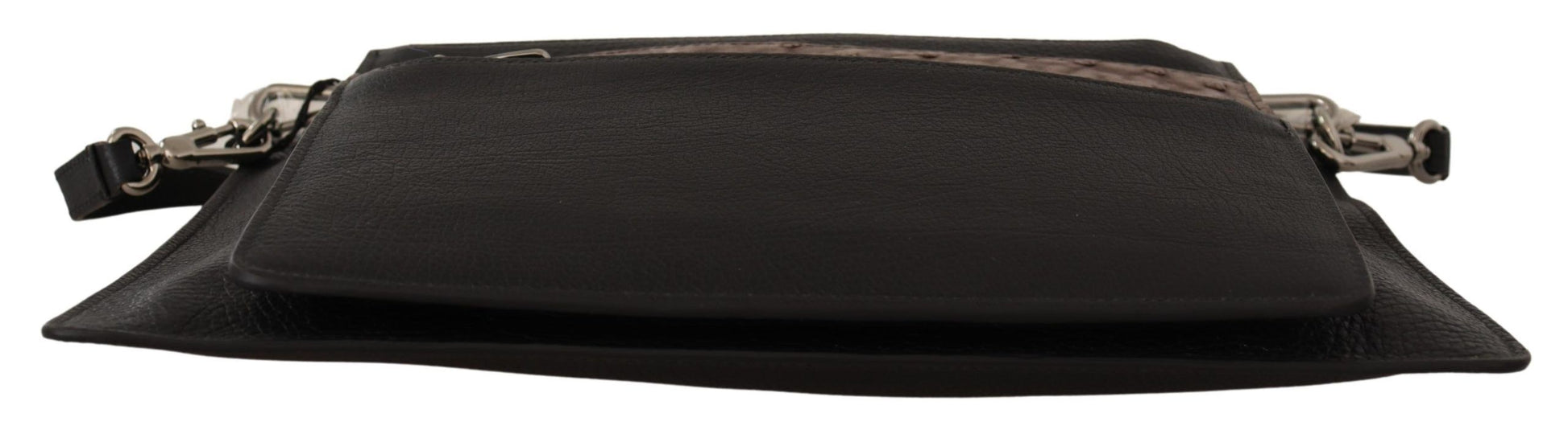 Black leather wallet with silver zipper