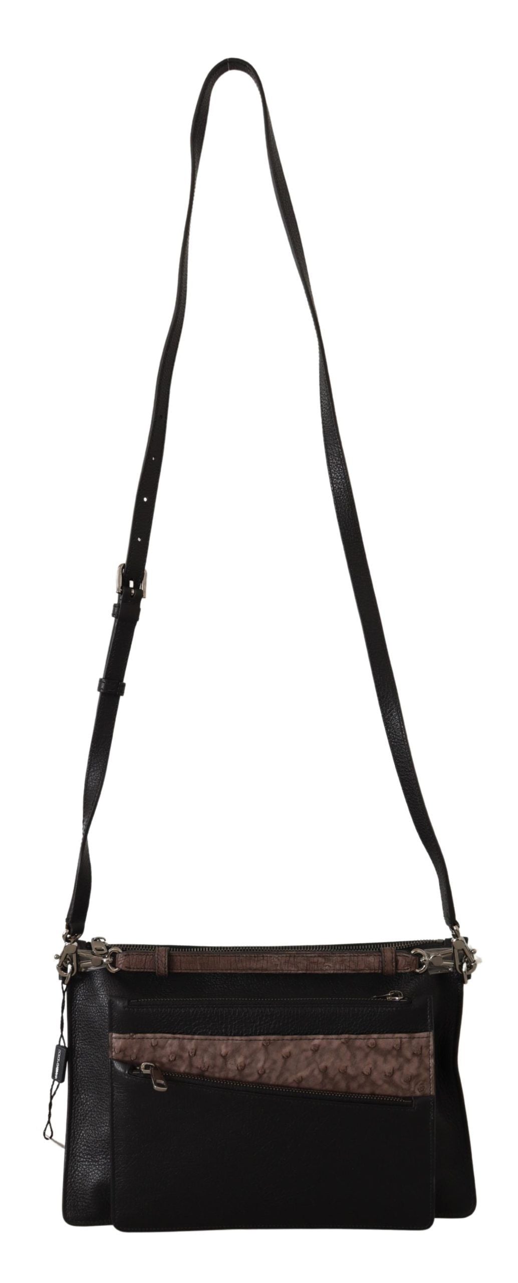 Brown leather crossbody bag with gold accents