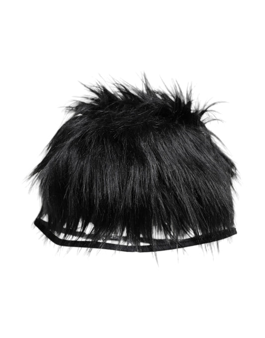 Black furry hat with ear flaps
