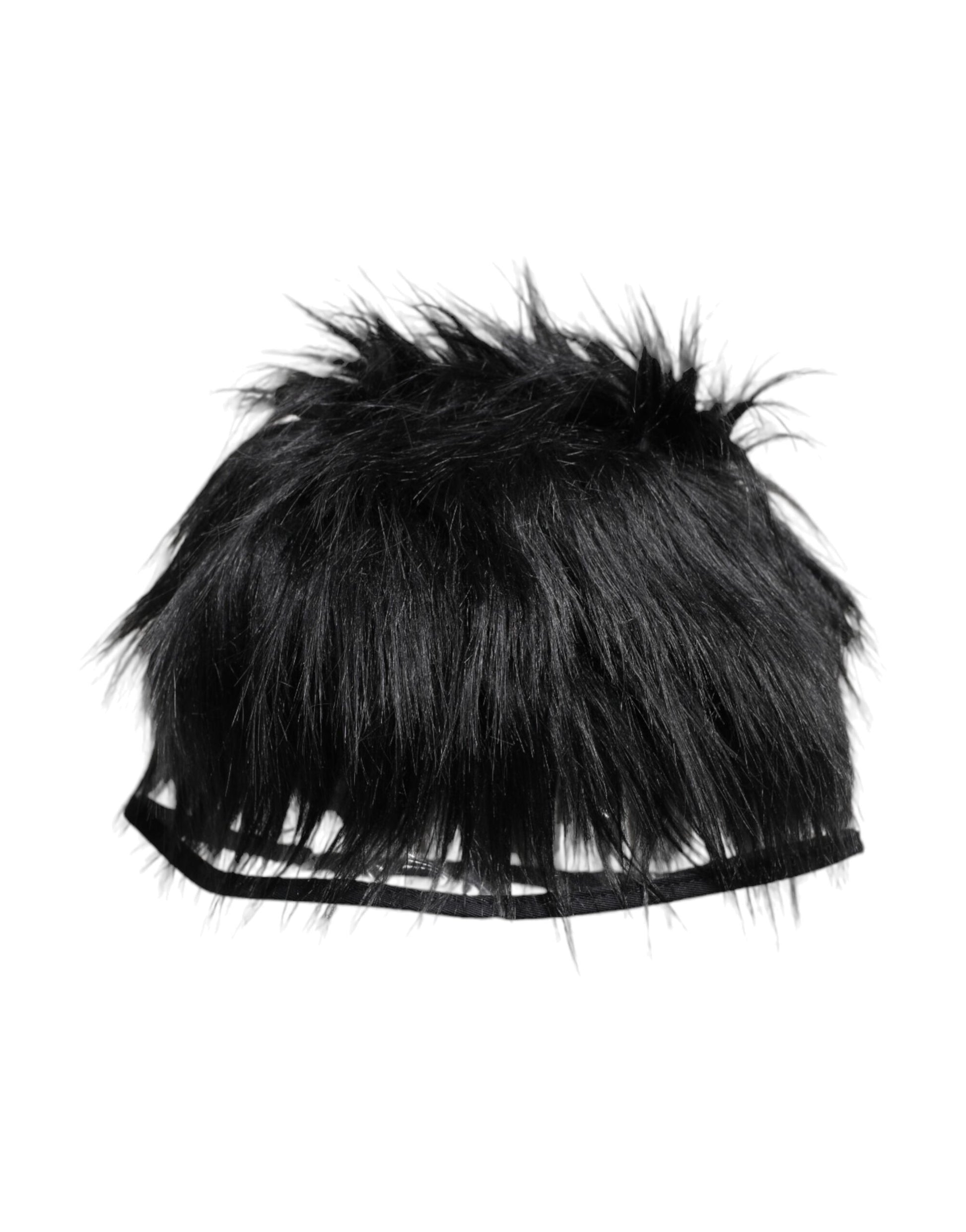 Black furry hat with brim