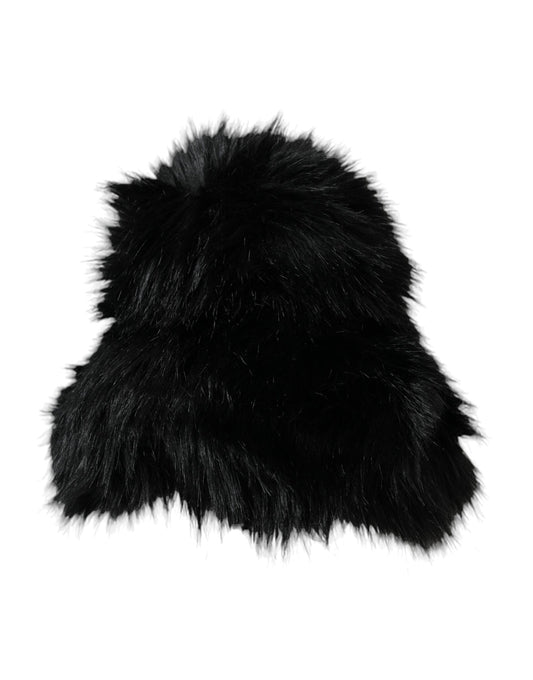Furry black winter hat