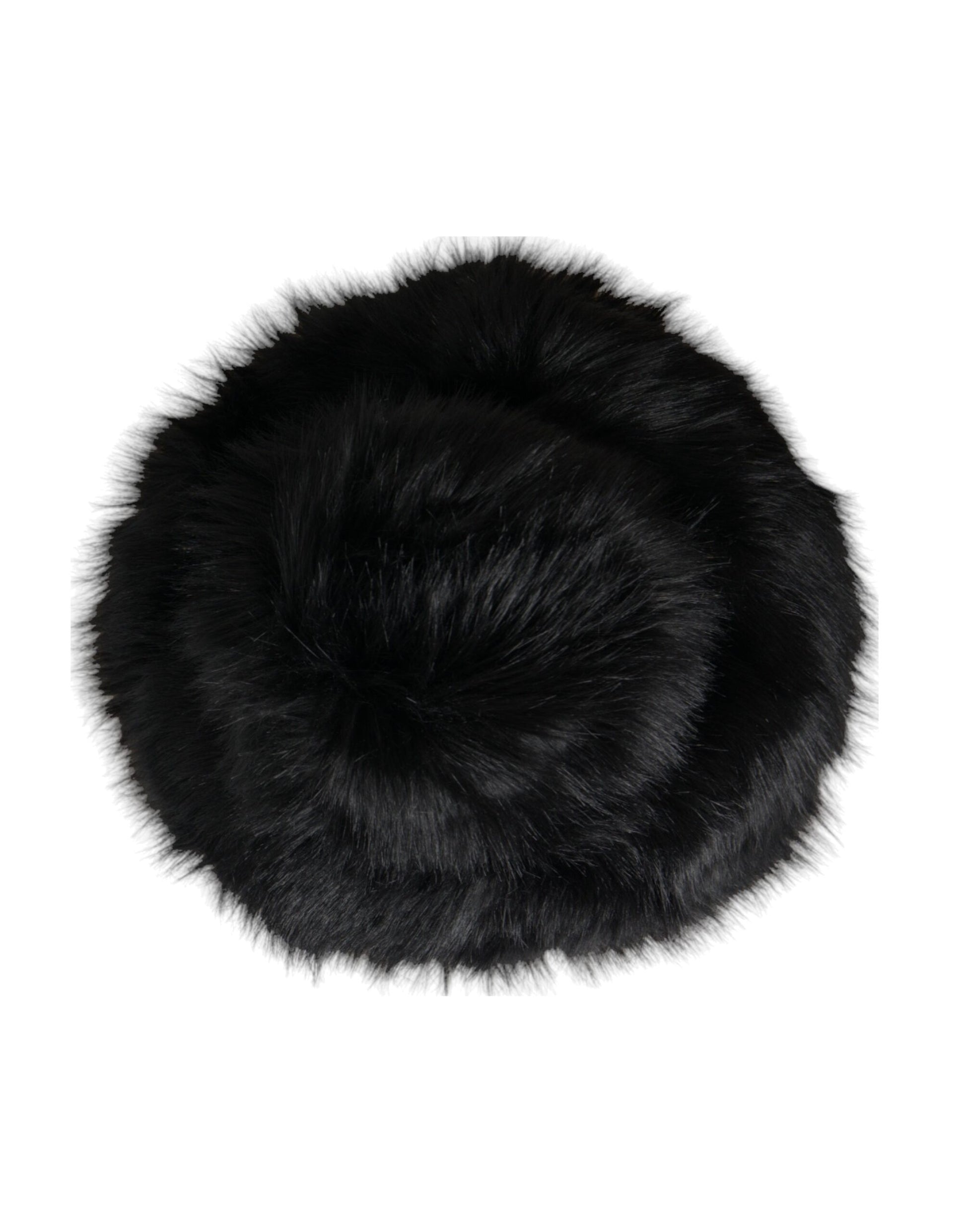 Black round furry hat