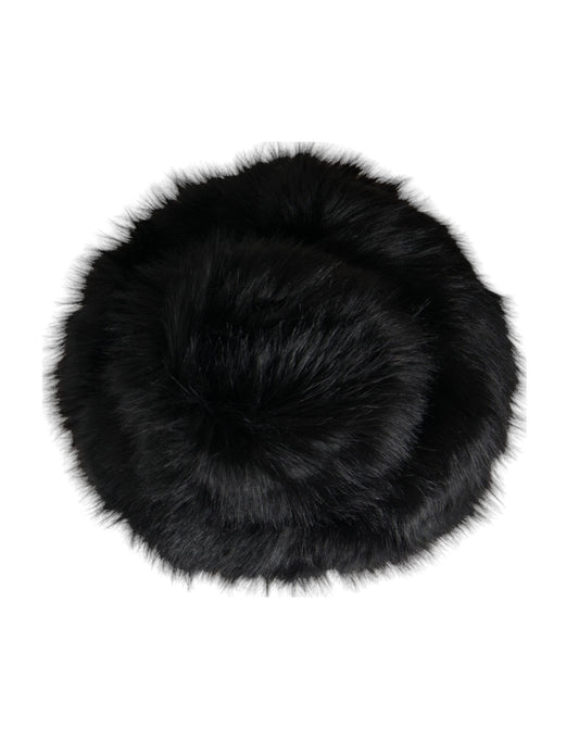 Black round furry hat