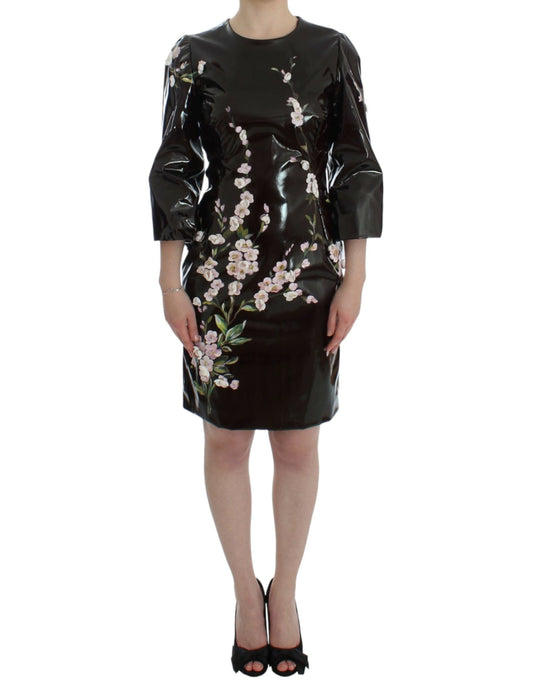 Black dress with floral pattern on sleeve