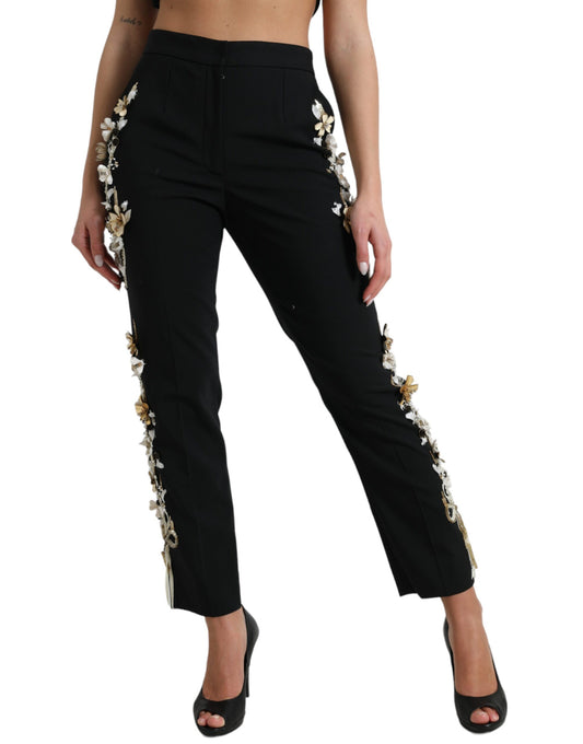 Black pants with gold embellishments on sides