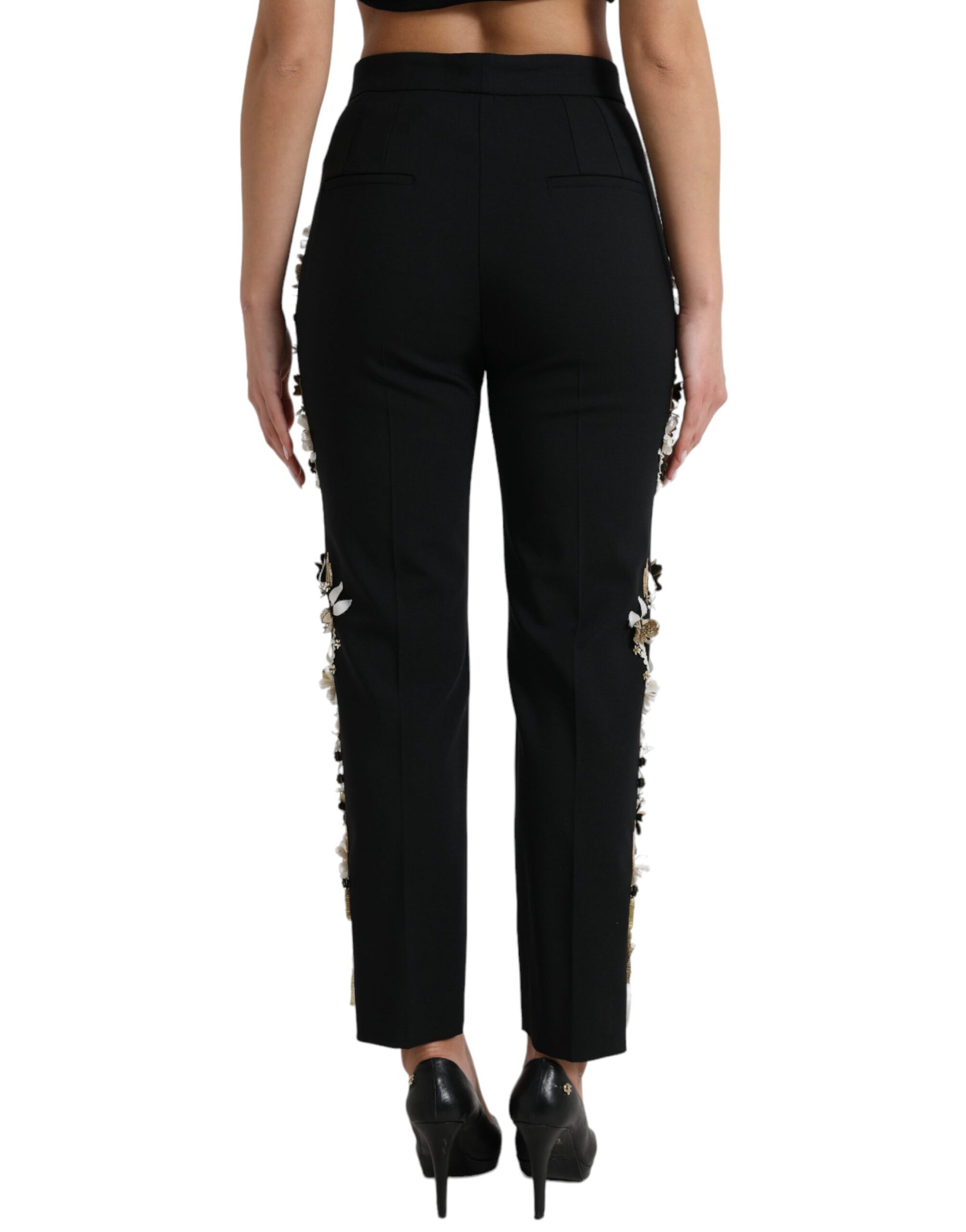Black pants with zipper details on sides