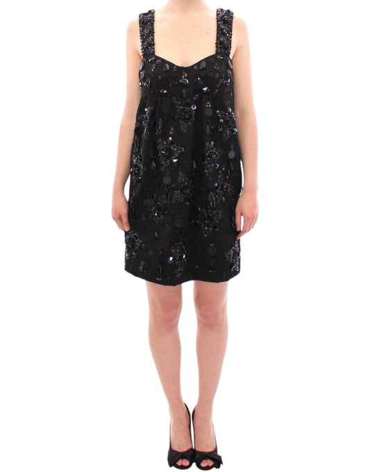 Black sequined dress with spaghetti straps