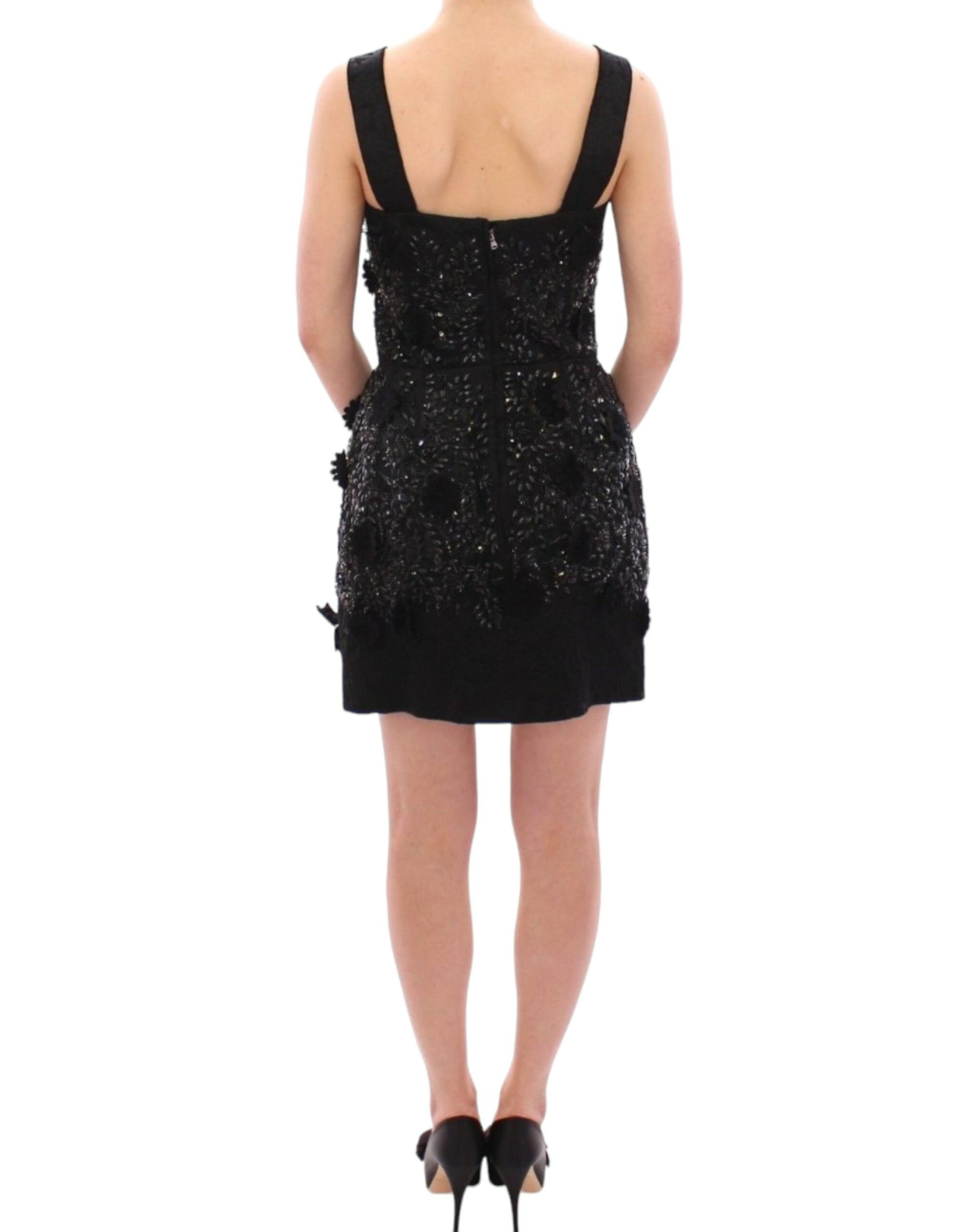 Black sequined dress with backless design