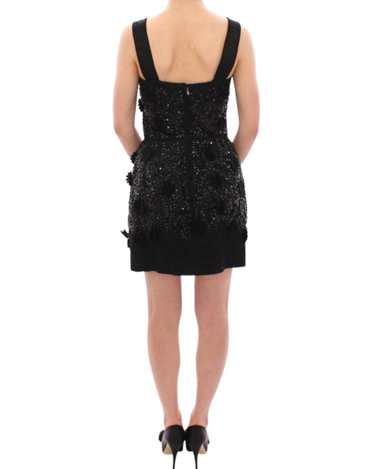 Black sequined dress with backless design