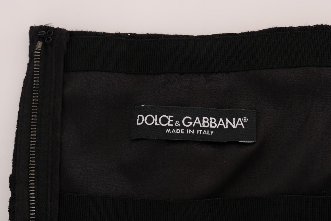Black fabric tag with white logo