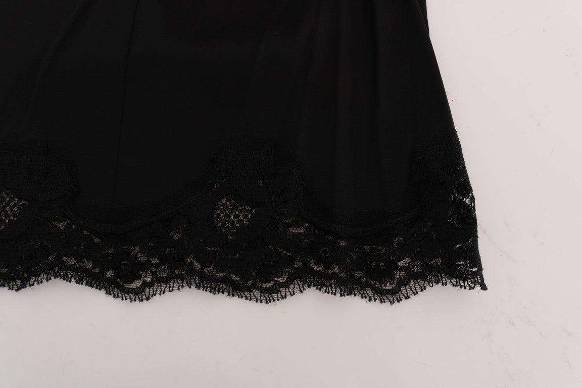 Black lace skirt with scalloped hem