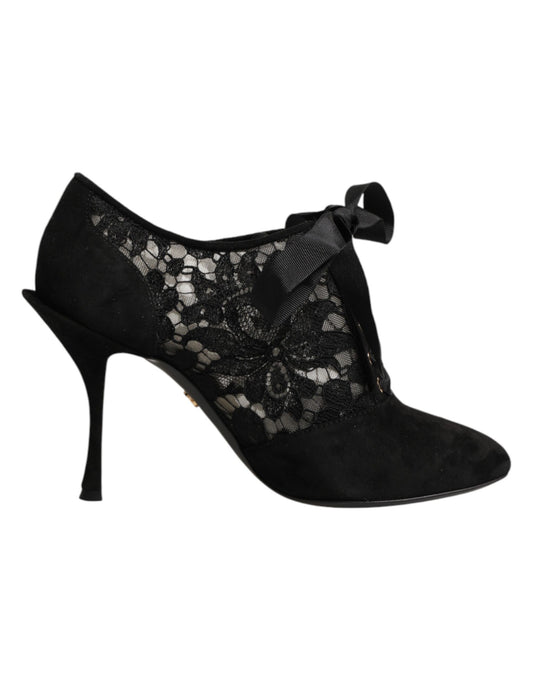 Black high heel shoe with lace detailing