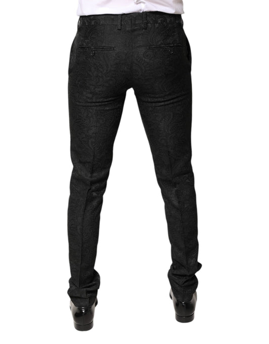 A pair of black floral jacquard mid waist dress pants by Dolce & Gabbana