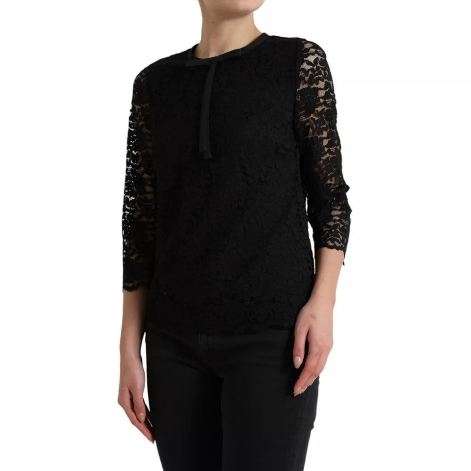 Black lace long sleeve top