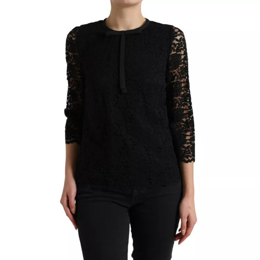 Black lace long sleeve top