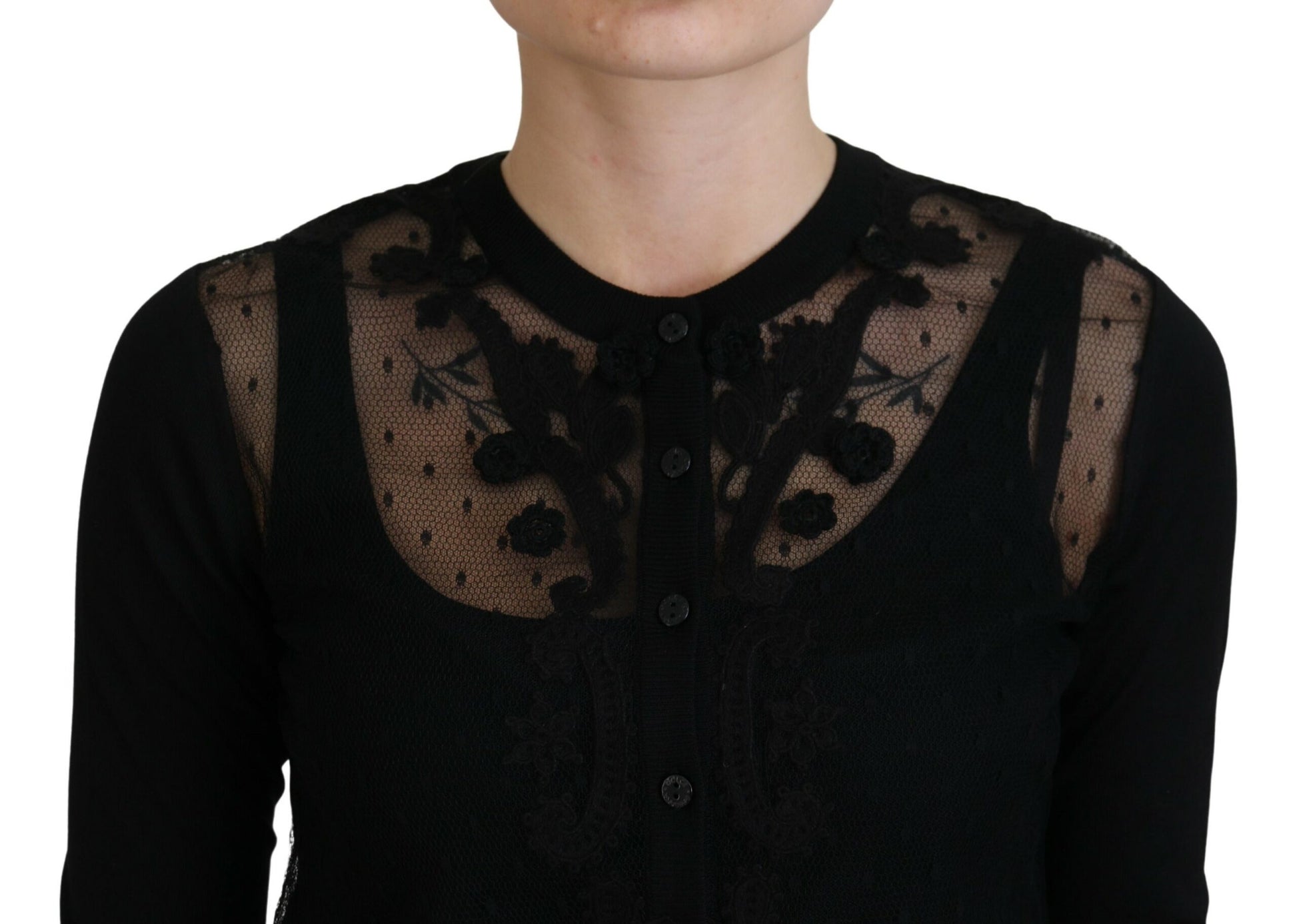 Black lace top with long sleeves