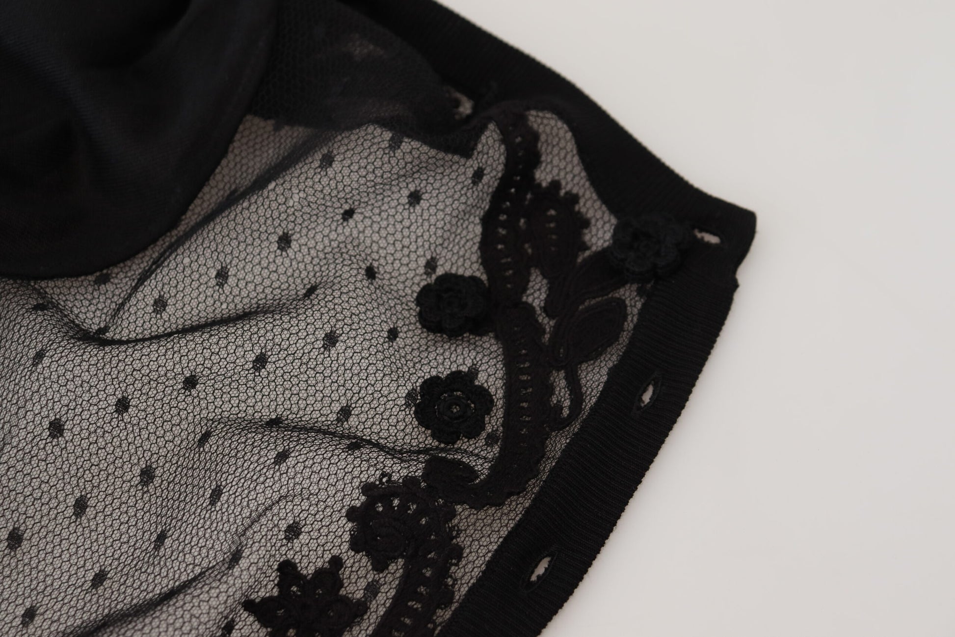 Black lace lingerie with floral pattern