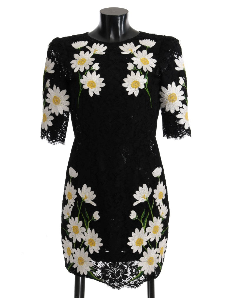 Black dress with white daisy pattern