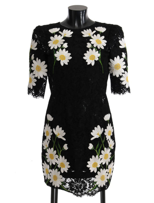 Black dress with white daisy pattern