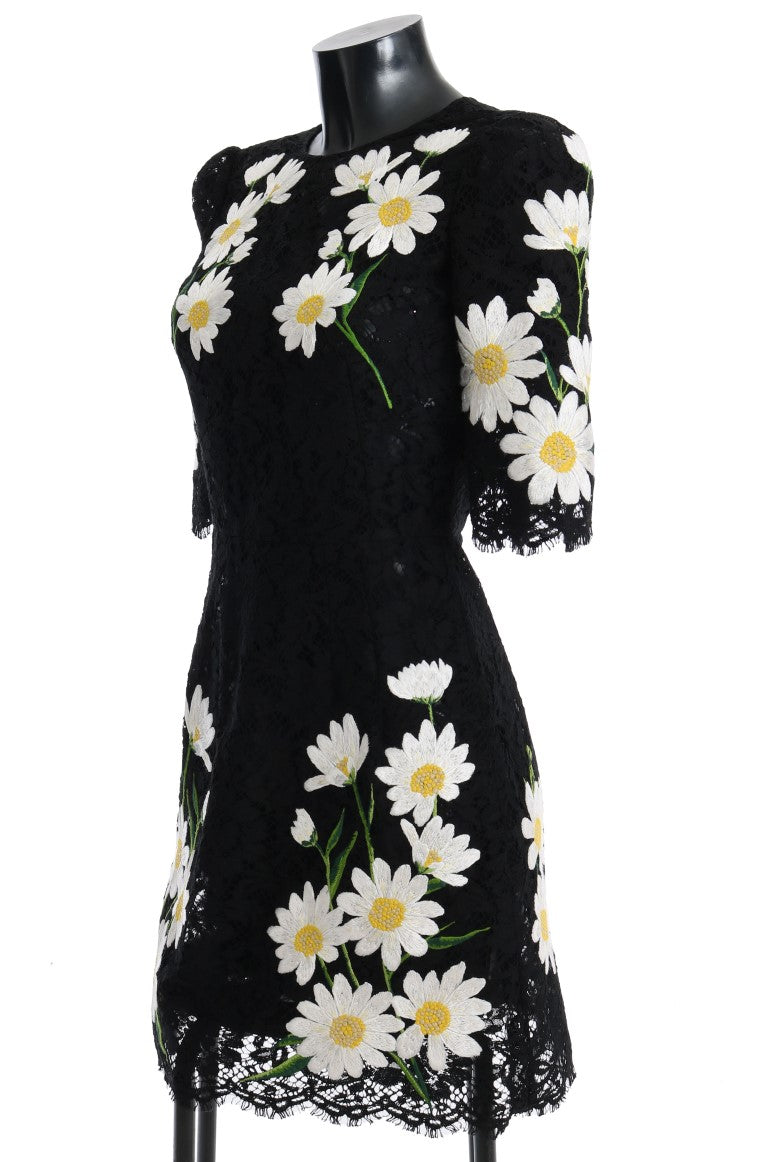 Black dress with white daisy pattern