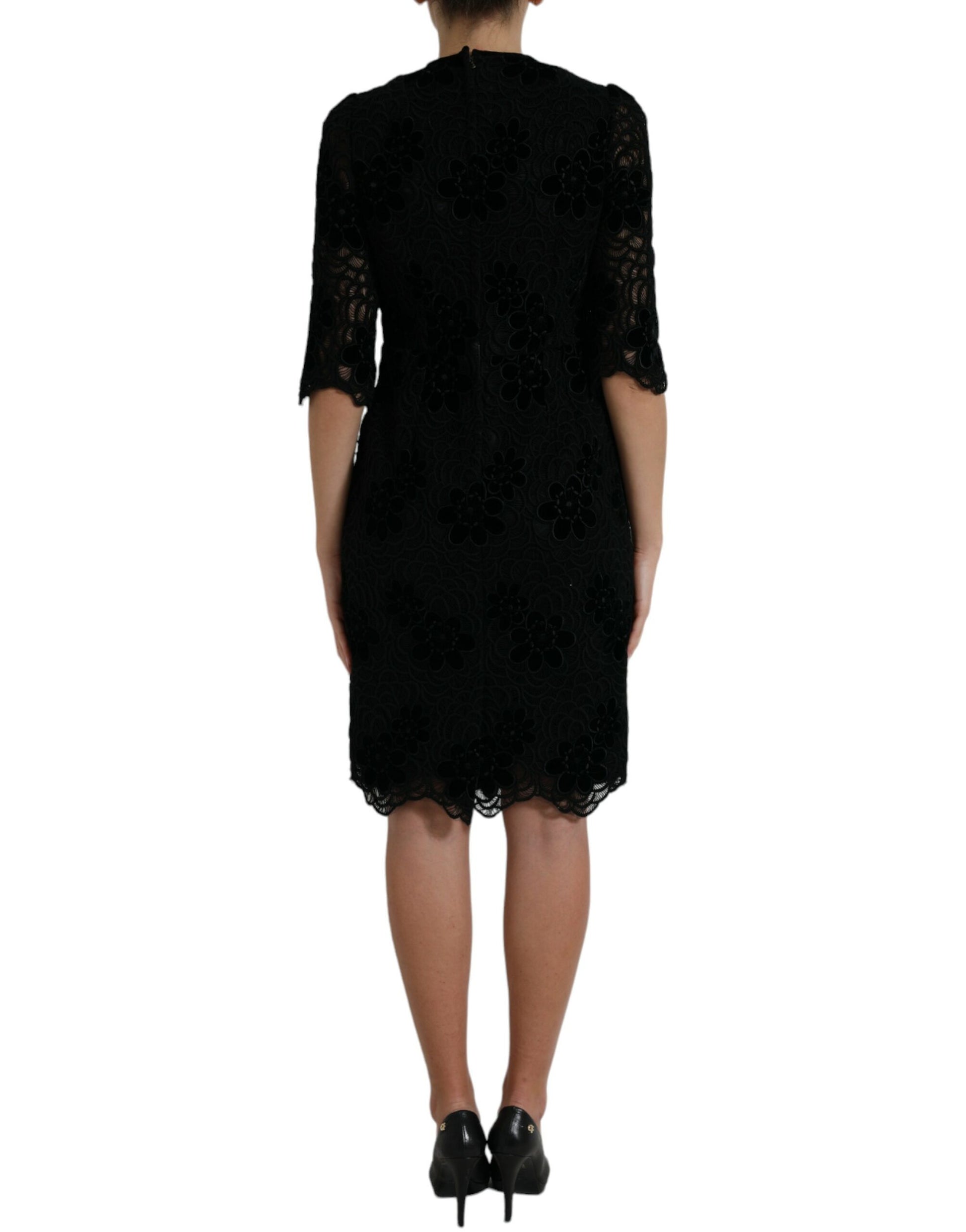 A black lace dress with floral pattern from Dolce & Gabbana