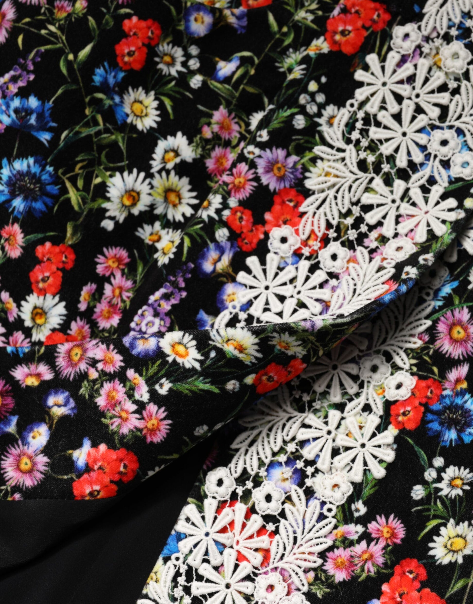 Floral patterned fabric with embroidery