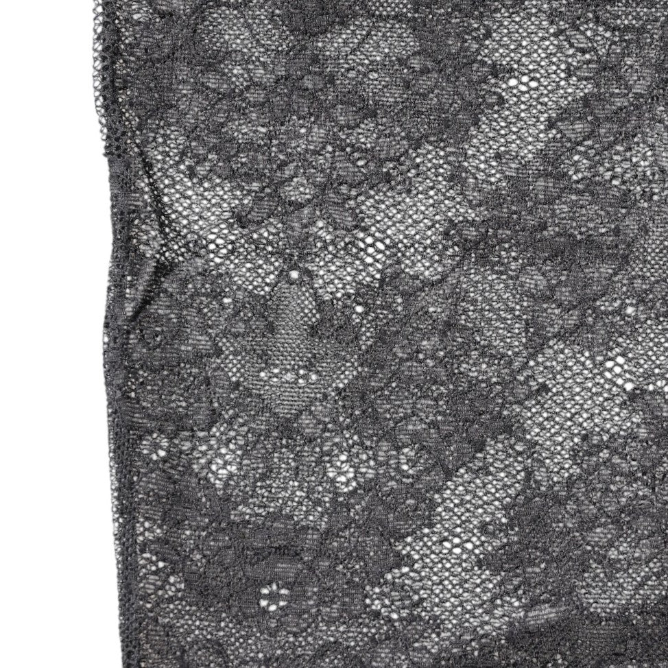 Black lace fabric with floral pattern