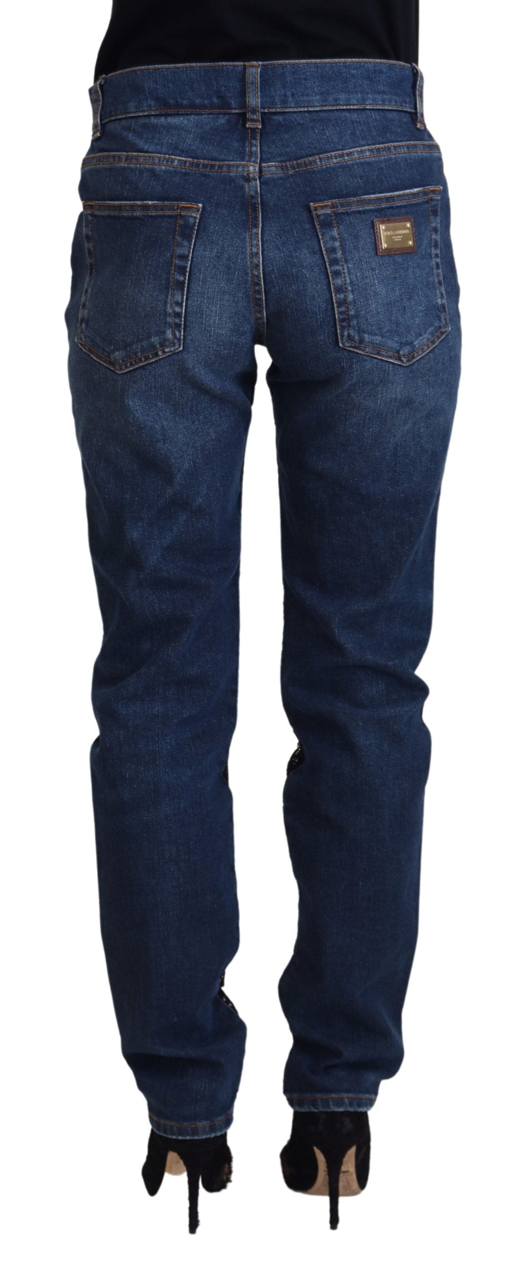 Pair of blue denim jeans on a mannequin