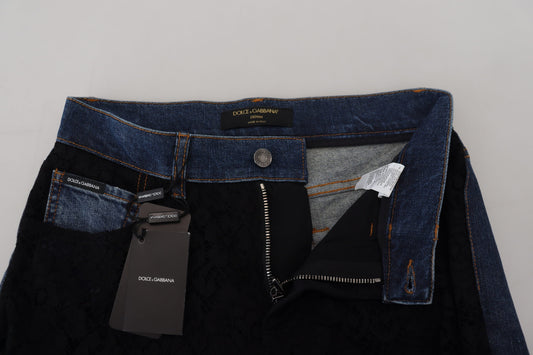 Blue denim jeans with tags inside