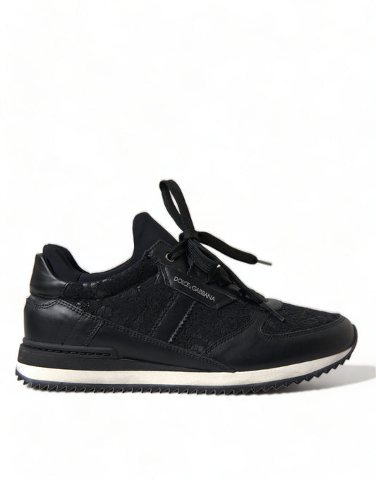 Black sneakers with white sole and laces