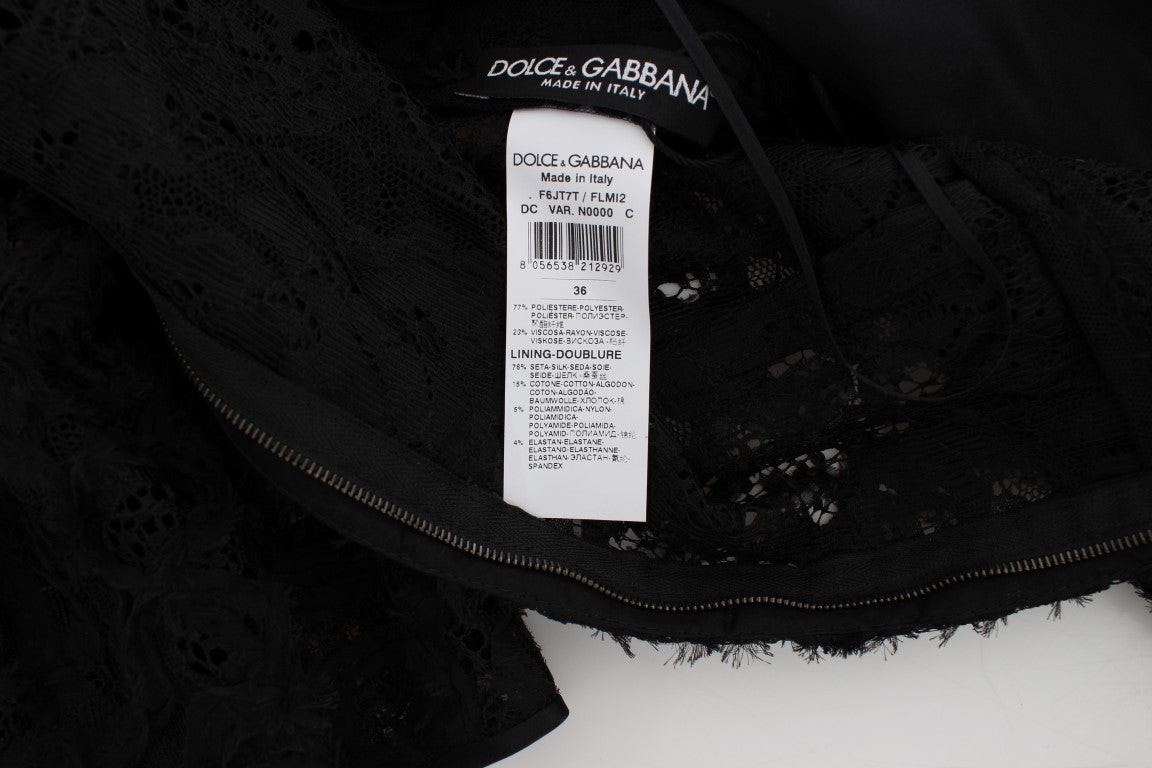 A black floral lace long bodycon maxi dress by Dolce & Gabbana