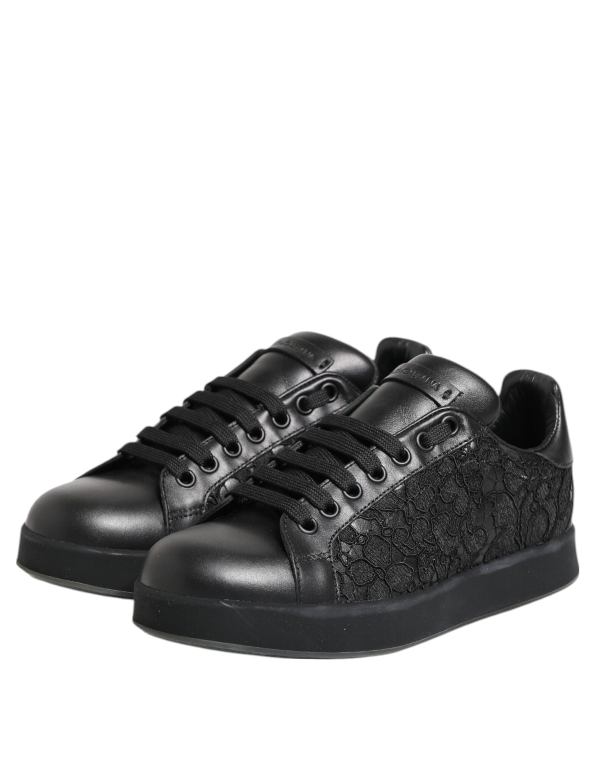 Black lace-up shoes with white soles