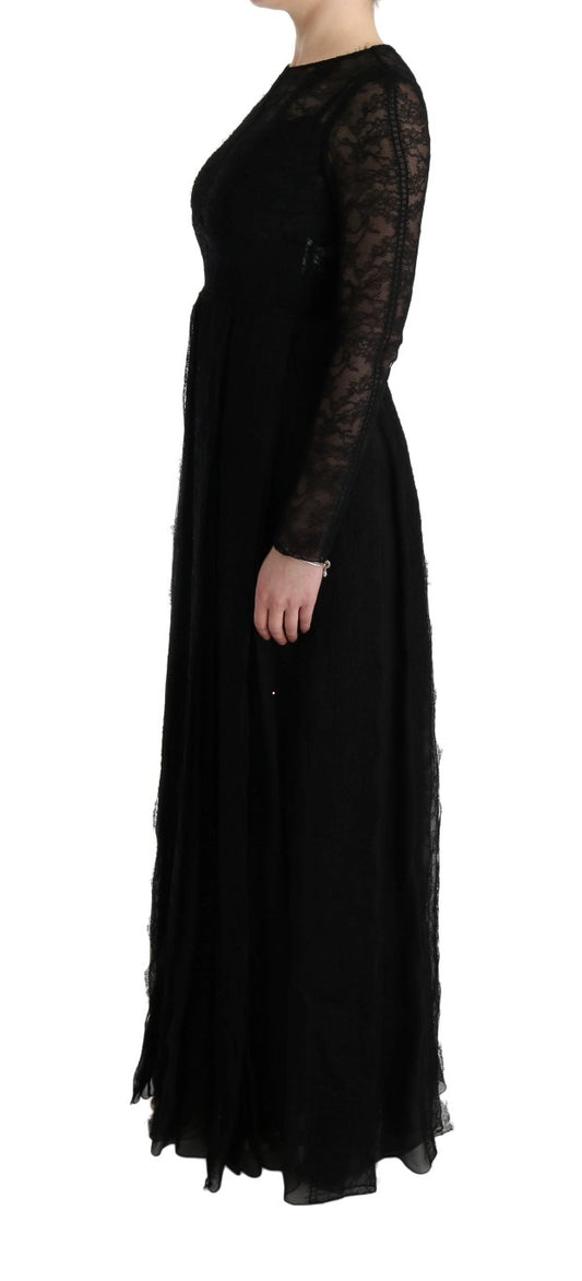 Long black lace dress