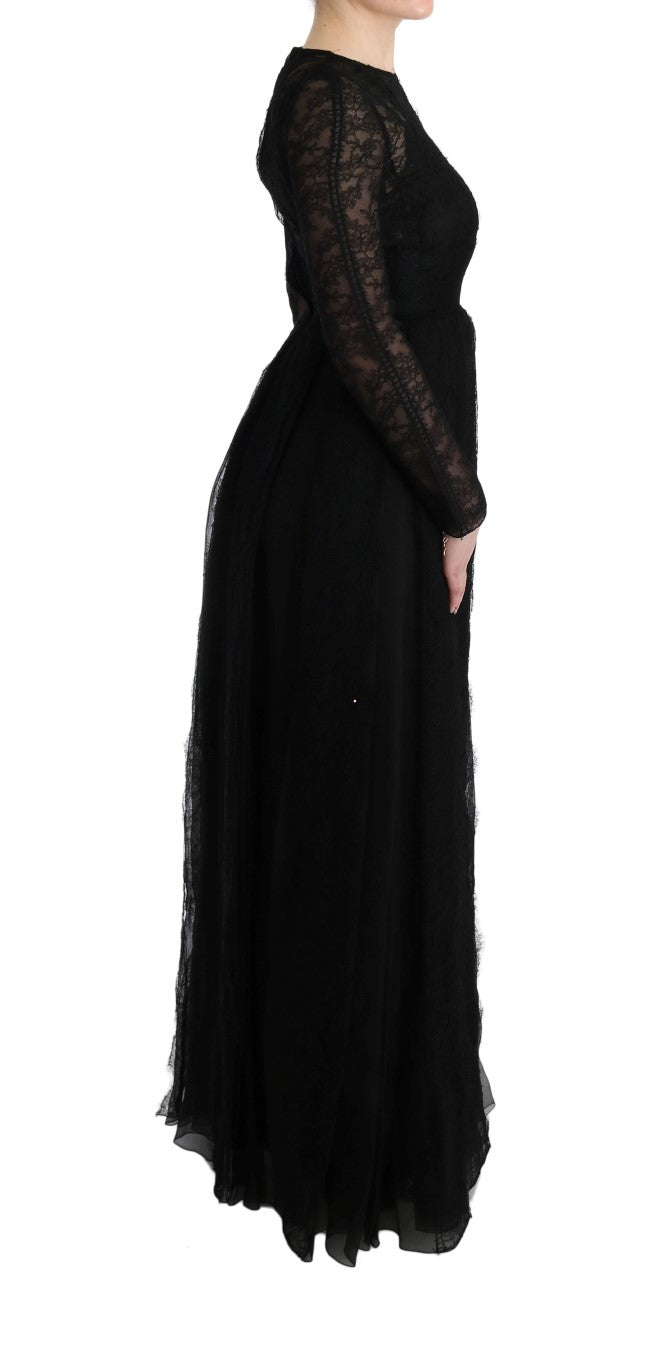 Long black lace dress
