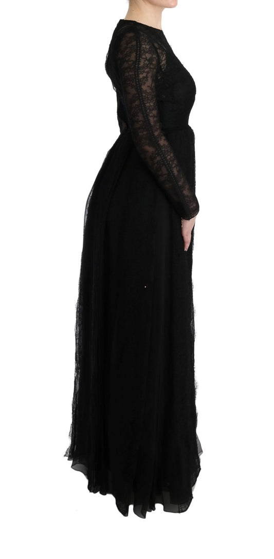 Long black lace dress