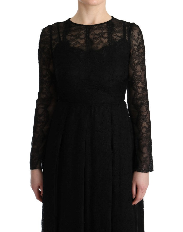 Long black lace dress