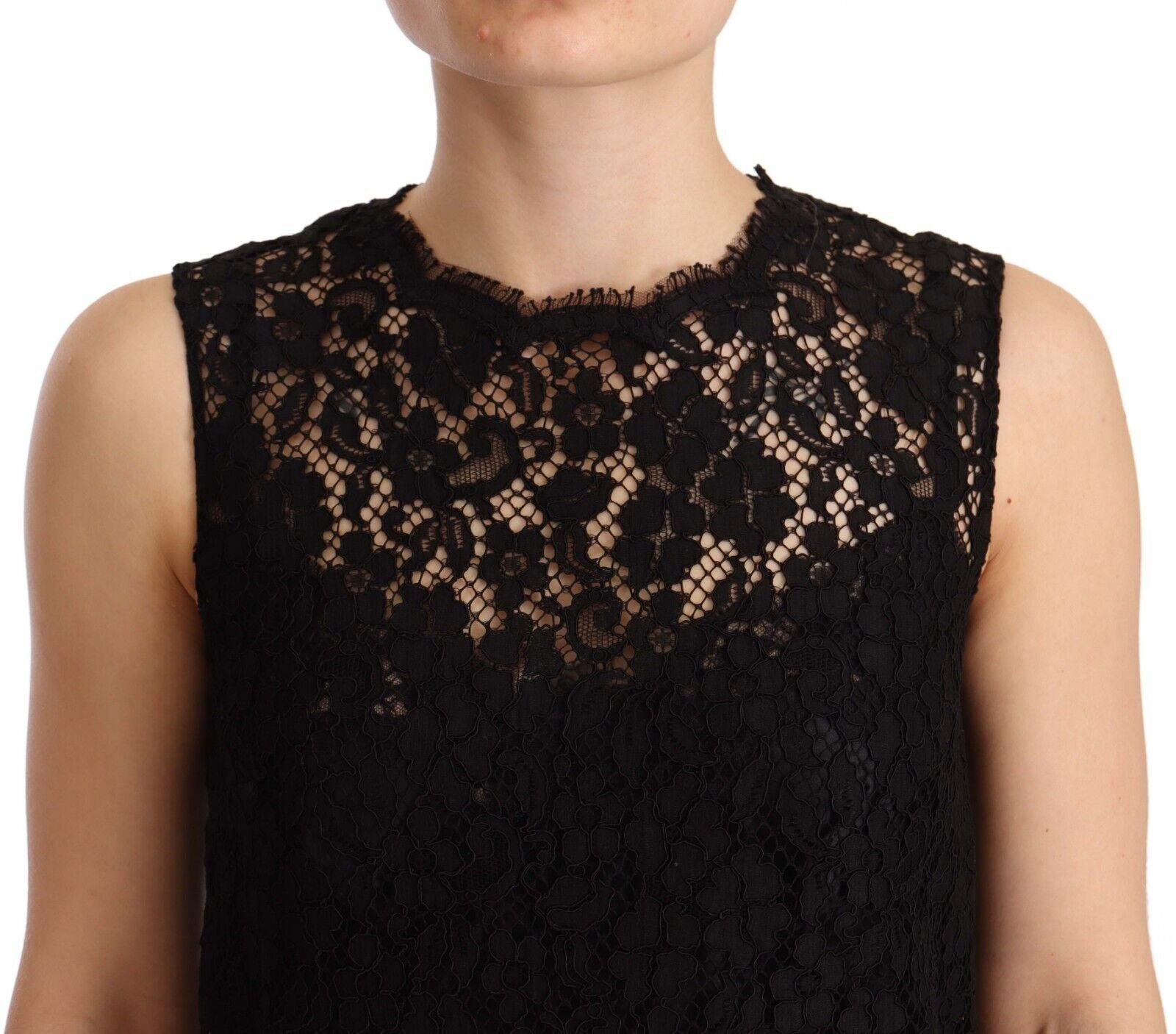 A black lace sheath dress with floral pattern from Dolce & Gabbana