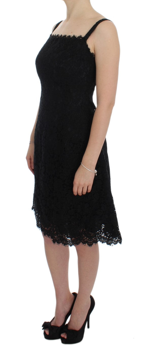 A black lace dress with floral pattern, knee length, from the brand Dolce & Gabbana