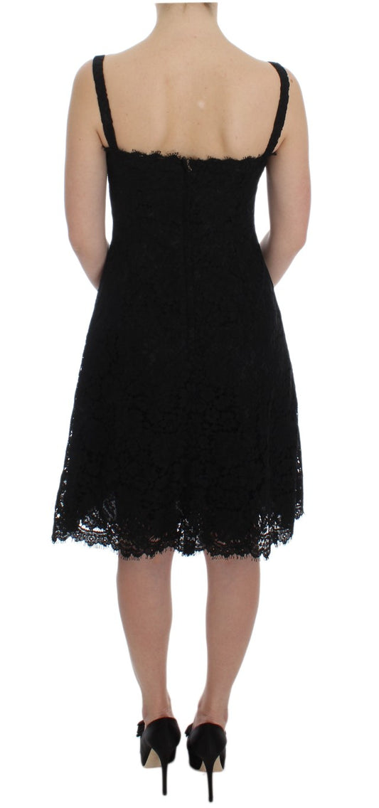 A black lace dress with floral pattern, knee length, from the brand Dolce & Gabbana