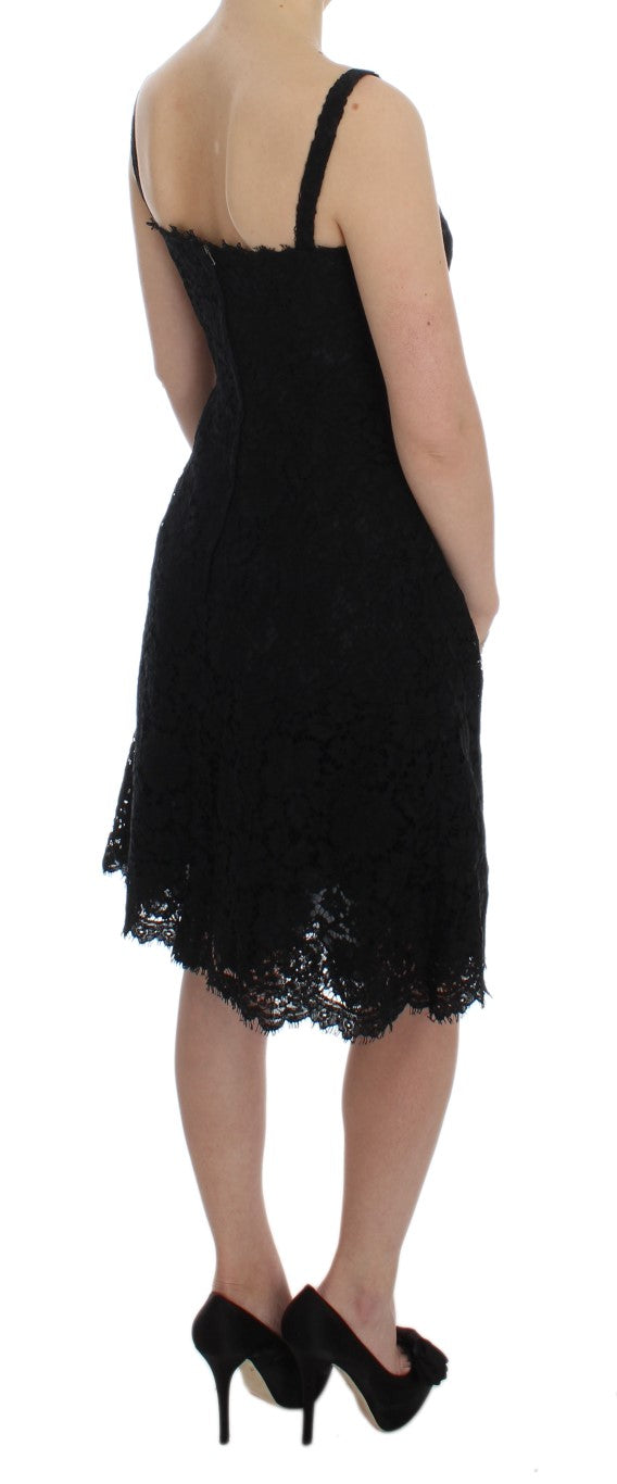 A black lace dress with floral pattern, knee length, from the brand Dolce & Gabbana