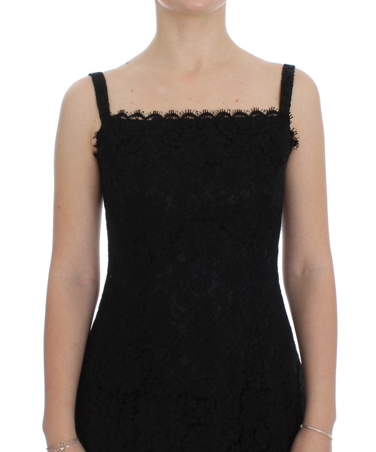 A black lace dress with floral pattern, knee length, from the brand Dolce & Gabbana