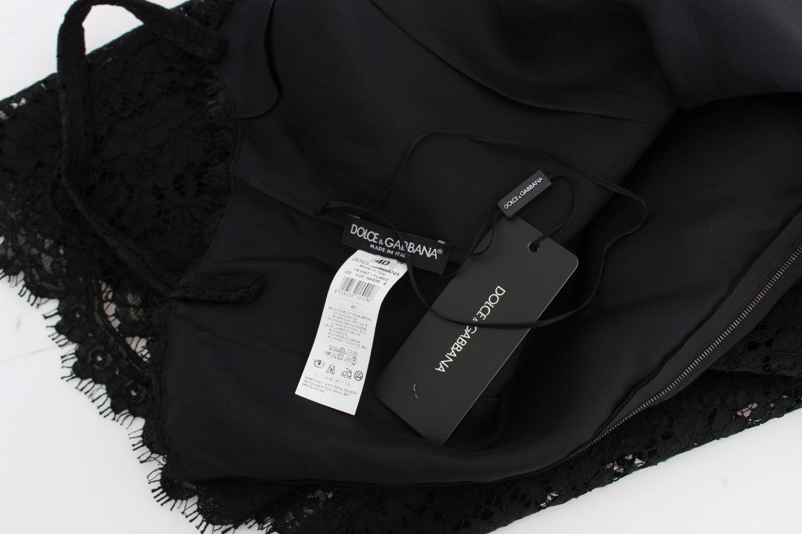 A black floral lace shift knee length dress from Dolce & Gabbana